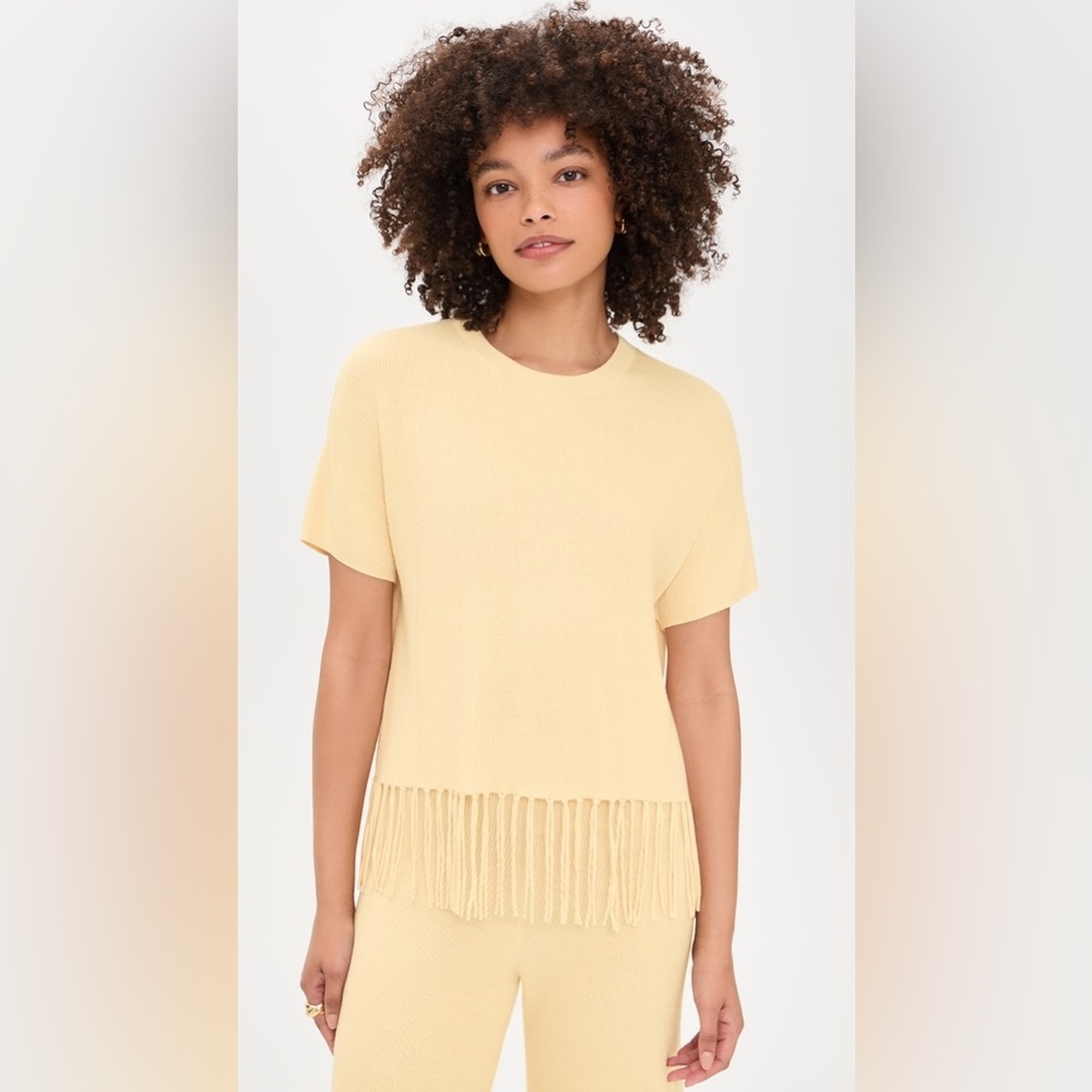 EUC Splendid yellow fringe knit top & ankle Pants - small- yellow- resort summer